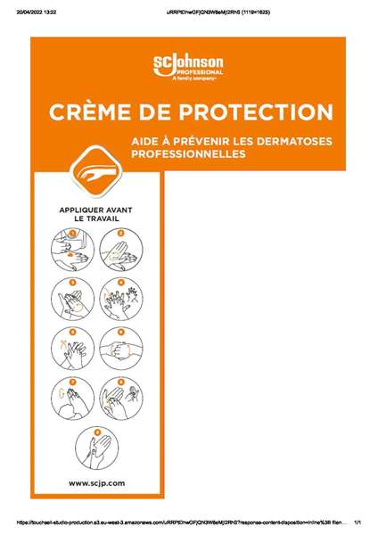 Image de AFFICHE POUR DISTRIBUTEUR 'CREME DE PROTECTION' (ORANGE)