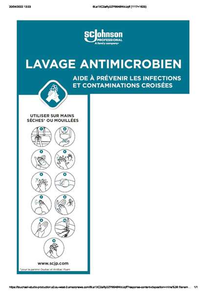 Image de AFFICHE POUR DISTRIBUTEUR 'LAVAGE ANTIMICROBIEN' (BLEU)
