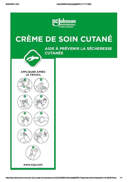 Image de AFFICHE POUR DISTRIBUTEUR 'CREME DE SOIN CUTANÉ' (VERT)