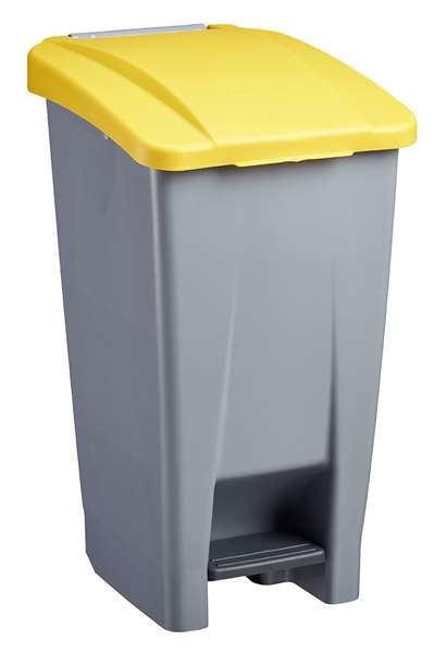 Image de POUBELLE MOBILE A PEDALE 60L MOBILY GREEN GRIS/JAUNE