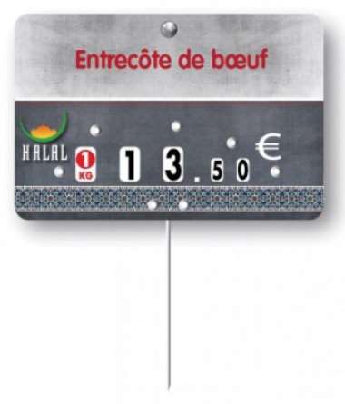 Image de ETIQUETTE 'HARRISSA ' A TEXTE 4 ROULETTES+PIQUE INOX