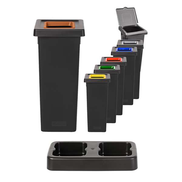 Image de KIT POUBELLE FIT 50L (5 INSERTS+5 ETIQUETTES+BASE 2 POSTES)