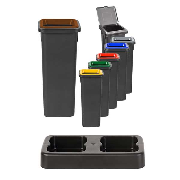 Image de KIT POUBELLE FIT 20L (5 INSERTS+5 ETIQUETTES+BASE 2 POSTES)