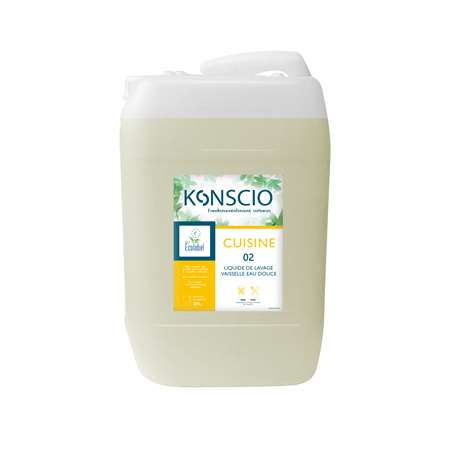 KONSCIO 02 - LIQUIDE LAVAGE VAISSELLE EAU DOUCE ECOLABEL 20L