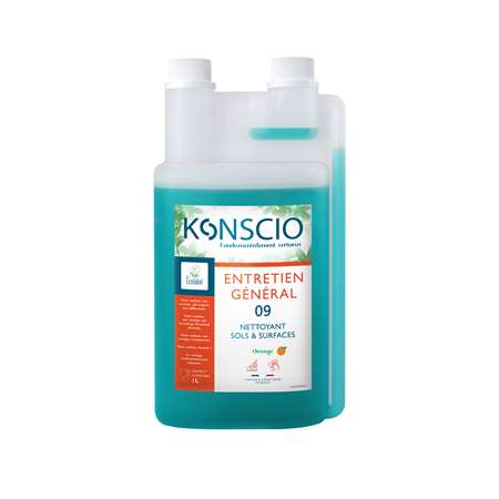 KONSCIO 09 - NETTOYANT SOLS ET SURFACES ORANGE ECOLABEL 1L