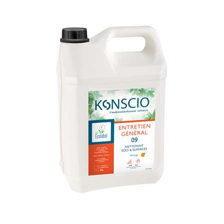 KONSCIO 09 - NETTOYANT SOLS ET SURFACES ORANGE ECOLABEL 5L