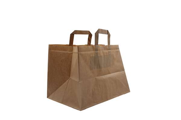 Image de SAC PAPIER Kraft BRUN POIGNEE PLATE 320x220x240 X 250