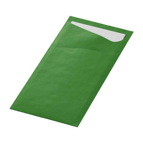 Image de SACCHETTO VERT FEUILLE SERV OUATE BLANCHE 2P 33X33CM X500