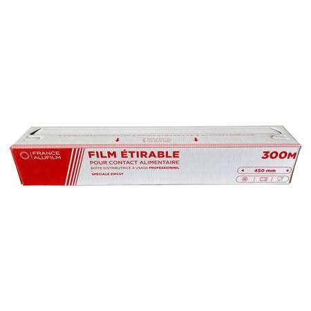 BOITE DISTRIBUTRICE FILM ETIRABLE AVEC ZIP CUT 300MX0.45CM