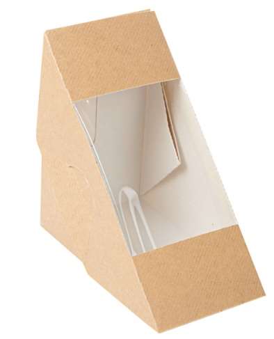 BOITE SANDWICH CARTON BRUN + FENETRE (FTS124X124X75MM) X500