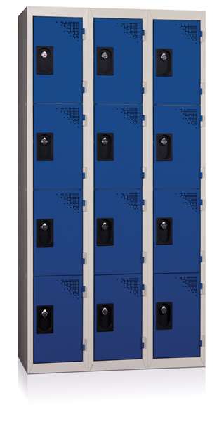 Image de VESTIAIRE MONOBLOC 3 COLONNES 4 CASIERS GRIS/GRIS