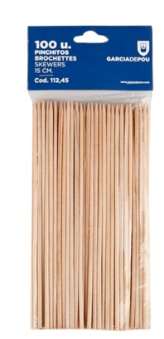 Image de PIQUE BROCHETTE BOIS NATUREL LONG.150MM X100