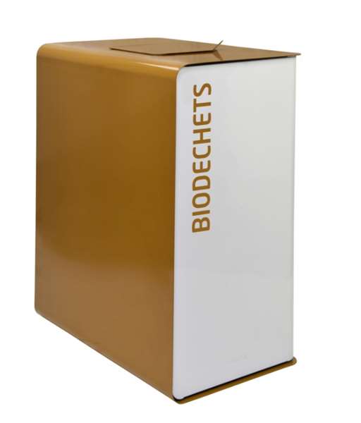 Image de BORNE DE TRI SELECTIF 2x20L  SANS SERRURE - BLANC/MARRON