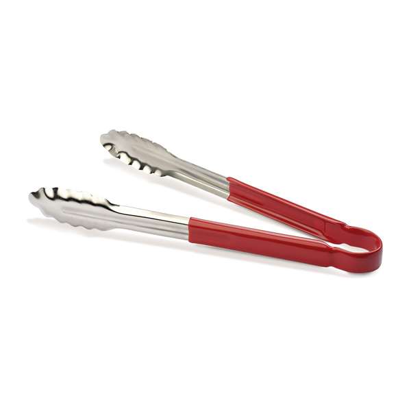 Image de PINCE A BUFFET INOX MANCHE PVC ROUGE LONG.250MM