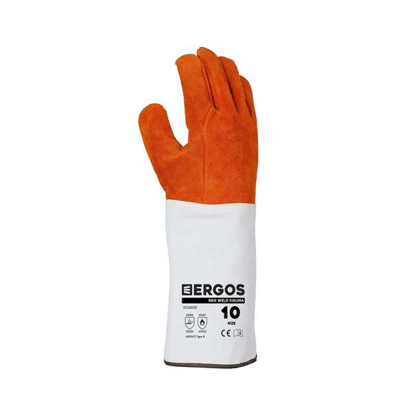 Image de GANT CUIR CROUTE ANTI-CHALEUR MANCHETTE 20CM T10