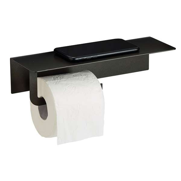 Image de PORTE ROULEAU PAPIER HYGIENIQUE METAL GRIS MANGANESE EPURE