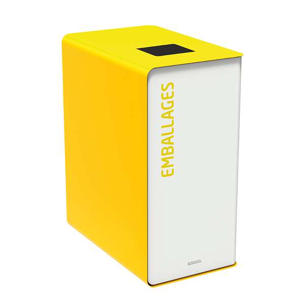 Image de BORNE DE TRI SELECTIF SANS SERRURE BLANC/JAUNE CUBATRI 65L