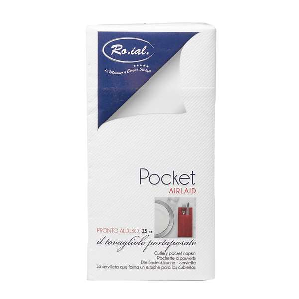 Image de SERVIETTE AIRLAID TEXTILE BLANCHE POCKET 40X40CM X800