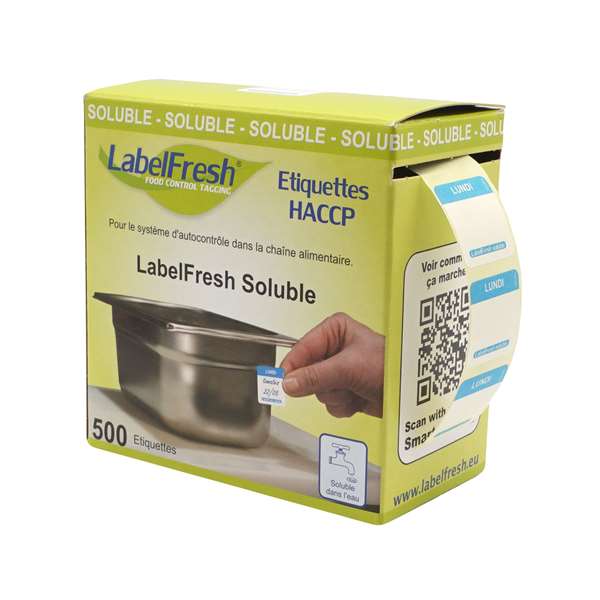 Image de ETIQUETTES LABELFRESH SOLUBLE EASY LUNDI (FTS22X22MM) X500