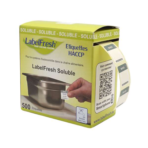 Image de ETIQUETTES LABELFRESH SOLUBLE EASY MARDI (FTS22X22MM) X500
