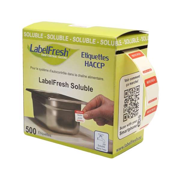 Image de ETIQUETTES LABELFRESH SOLUBLE EASY MERCREDI (FTS22X22MM)X500