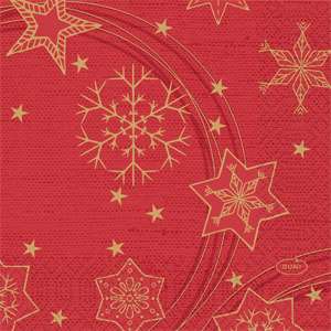 SERVIETTE 3 PLIS STAR SHINE ROUGE 24X24CM X1000