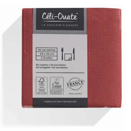 SERVIETTE CELI-OUATE BORDEAUX 20X20CM X900