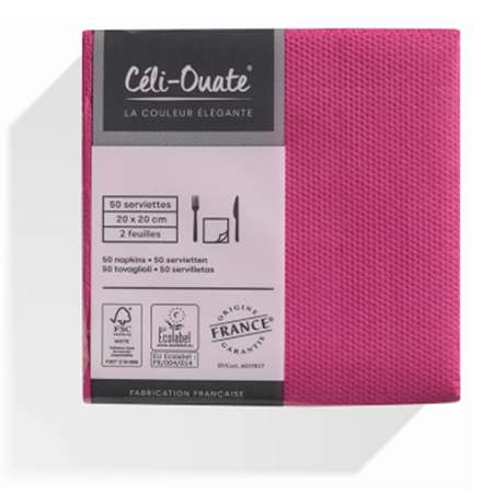 SERVIETTE CELI-OUATE FRAMBOISE 20X20CM X900