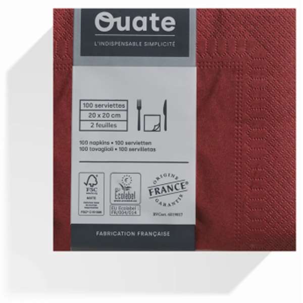 Image de SERVIETTE OUATE BORDEAUX 2P 20X20CM X1800