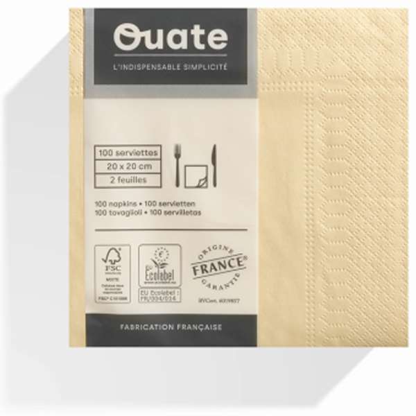 Image de SERVIETTE OUATE IVOIRE 2P 20X20CM X1800