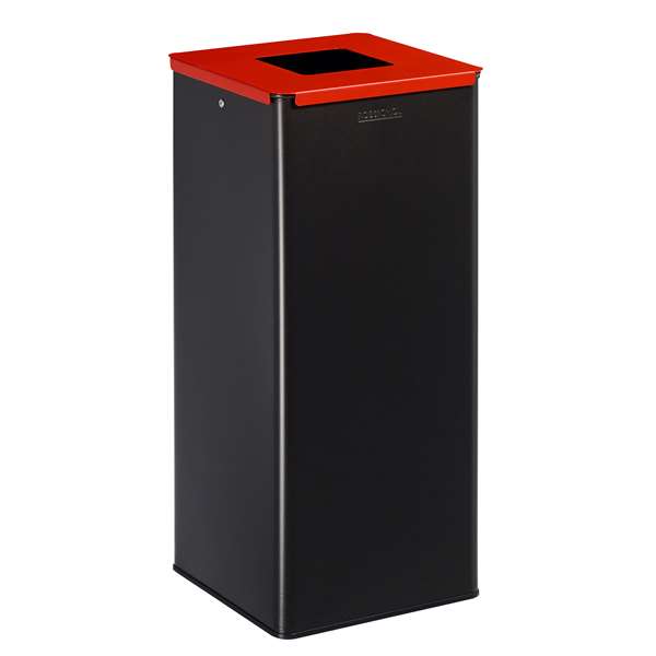 Image de POUBELLE DE  TRI SELECTIF 40L-TRI METAL-GRIS MANGANESE/ROUGE