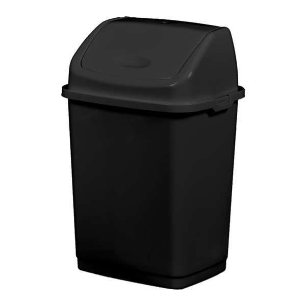 Image de POUBELLE A COUVERCLE BASCULANT RECYCLEE NOIRE CLAP GREEN 10L