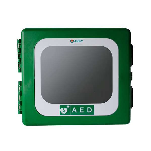 Image de ARMOIRE EXTERIEURE VERTE AVEC ALARME POUR DEFIBRILATEUR