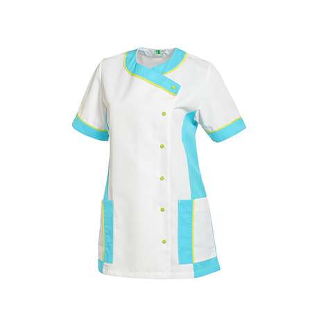 AMELIE MANCHE COURTE BLANC/AZUR POLY65%-COT35% T3