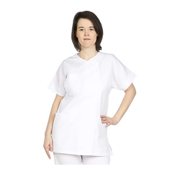 Image de TUNIQUE FEMME DAFNI MC POLY/COT 65%/35% BLANC T0