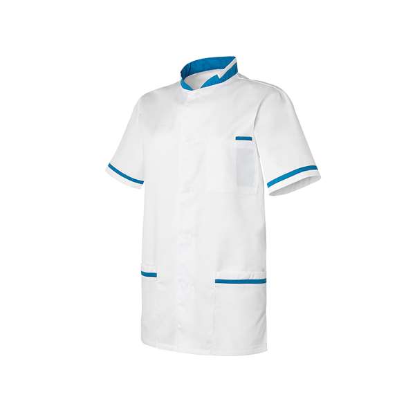 Image de TUNIQUE HOMME ANGE MC POLY/COT 65%/35% BLANC-BLEU HOPITAL T0