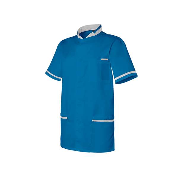 Image de TUNIQUE HOMME ANGE MC POLY/COT 65%/35% BLEU HOPITAL-BLANC T0