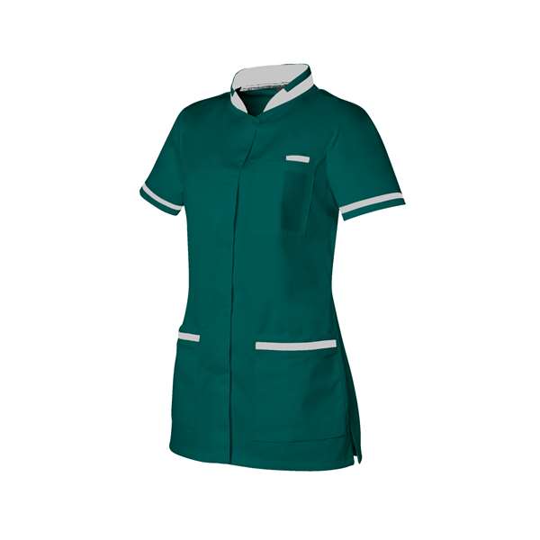 Image de TUNIQUE FEMME ANGELE MC POLY/COT VERT OPALE-BLANC T4