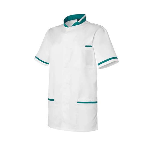 Image de TUNIQUE HOMME ANGE MC POLY/COT 65%/35% BLANC-VERT OPALE T6