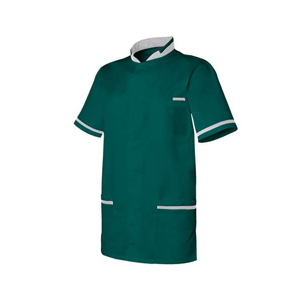 Image de TUNIQUE HOMME ANGE MC POLY/COT 65%/35% VERT OPALE-BLANC T4