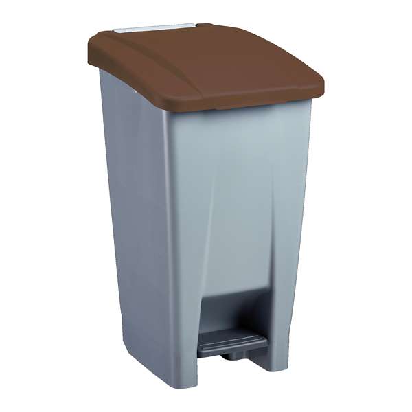 Image de POUBELLE MOBILE A PEDALE 60L MOBILY GREEN GRIS/MARRON