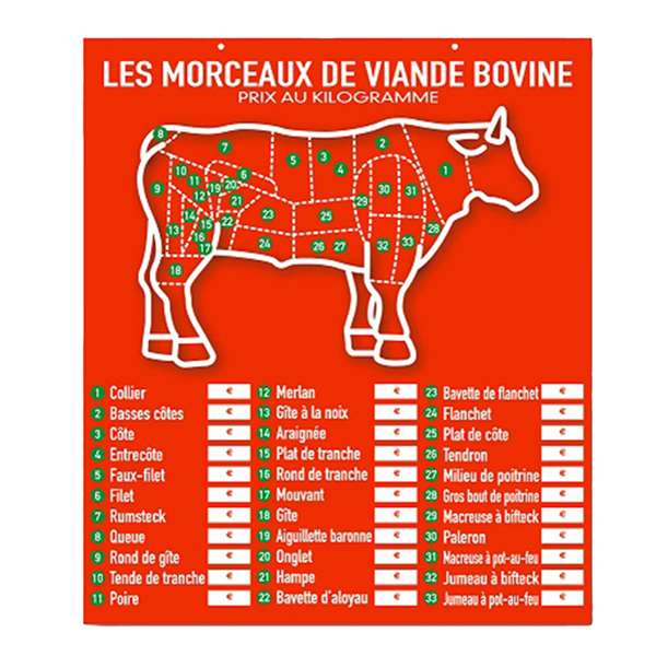 Image de PANNEAU PRESTO PRIX AU KG VIANDE BOVINE (FTS52X60CM)