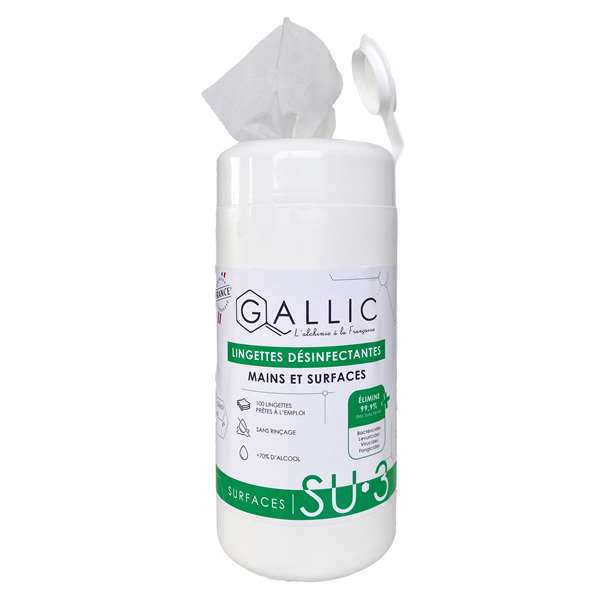 Image de GALLIC SU3 - LINGETTES DESINFECTANTES MAINS & SURFACES X100