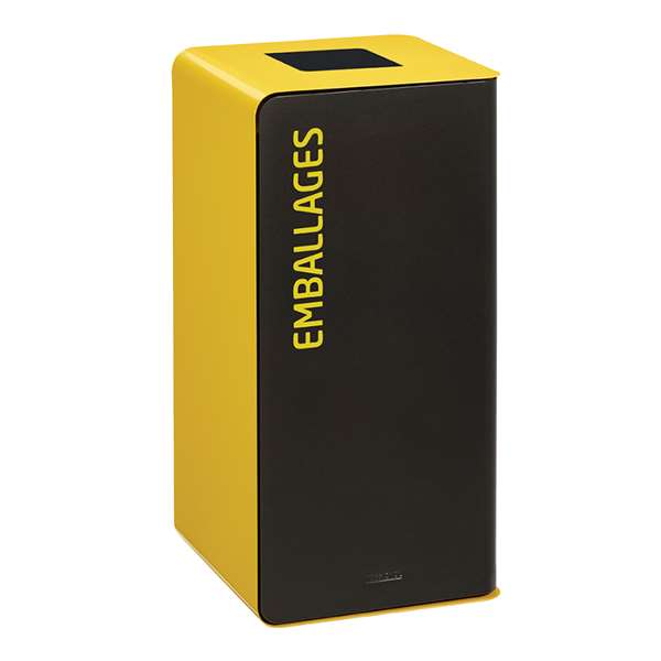 Image de BORNE DE TRI SELECTIF SANS SERRURE GRIS/JAUNE CUBATRI 40L