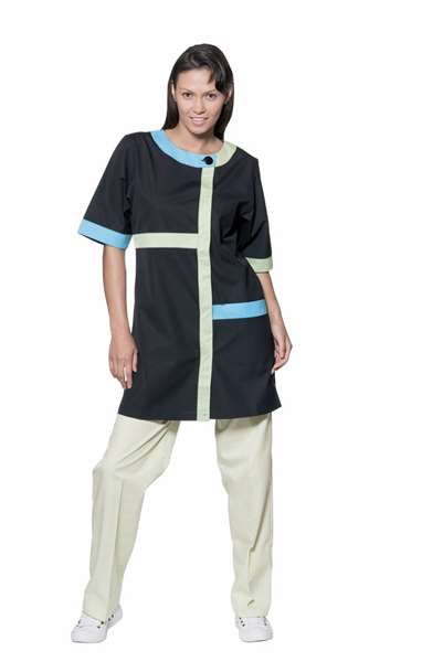 Image de MARINA NOIR MANCHE COURTE POLY65%-COT35% T2