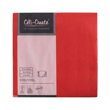 SERVIETTE CELI-OUATE ROUGE 38X38CM X900