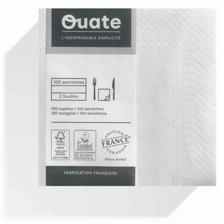 SERVIETTE OUATE BLANCHE 2P 24X24CM X100