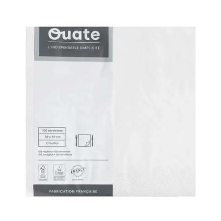 SERVIETTE OUATE BLANCHE 2P 39X39CM X100