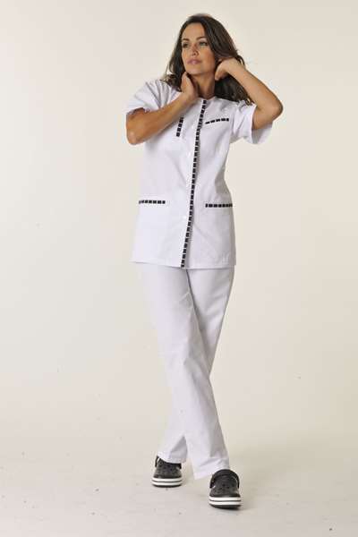 Image de OLIVIA BLANCHE MANCHE COURTE POLY65%-COT35% T1