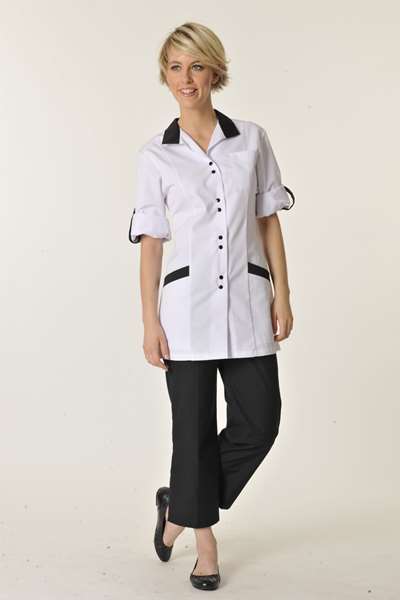 Image de PENELOPE BLANC/NOIR MANCHE TRANSFORMABLE POLY 65%-COT35% T6